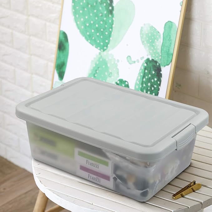 14 Quart Plastic Storage Box, Clear Storage Bin with Lid, 2 Packs