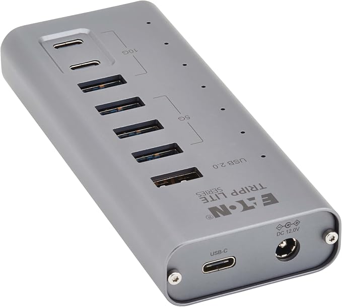 Eaton Tripp Lite Series USB C Hub 3.2 Gen 2 with 5 USB-A and 2 USBC Ports, Up to 10 Gbps Data Transfer, 7.5W Charging, Plug-and-Play, Laptop Docking Station, 3-Year Warranty (U360-007-5A2C)