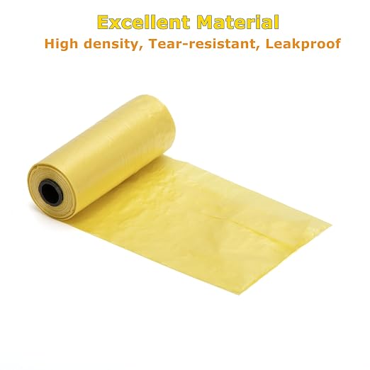 Ginsco 0.8 Gallons Disposable Trash Bags for Mini Car Trash Can, Portable Small Car Garbage Bags, Cars Accessories, Mini Trash Bags, Plastic Trash Bag for Cars/Home/Office (12 Rolls/180 Counts) Yellow