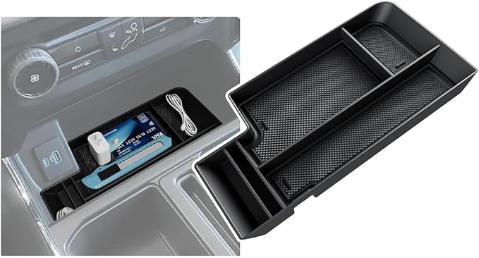 YEE PIN 2025 Ford F150 XLT Center Console Tray Hidden Storage for 2021-2026 Ford F150 & 2022-2024 F150 Lightning XLT F150 Console Organizer Middle 2025 F150 Console Tray for 2025 F150 XLT Accessories