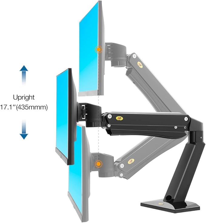 NB North Bayou Heavy Duty Monitor Arm Desk Mounts, Full Motion Mount Fits for 24"-42" Big Screen with Heavy Weight Capacity 4.4lbs-33lbs, Height Adjustable with Clamp, Grommet Mounting Base, NB45-B