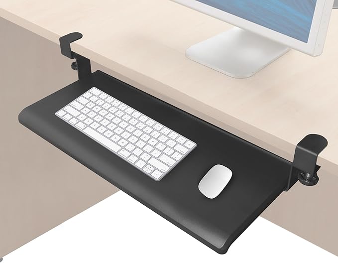 Max Smart Clamp On Keyboard Tray Under Desk, Keyboard Drawers, Keyboard Platforms, 20inch, Easy Assembly, Slide-Out Platform Computer Drawer for Typing