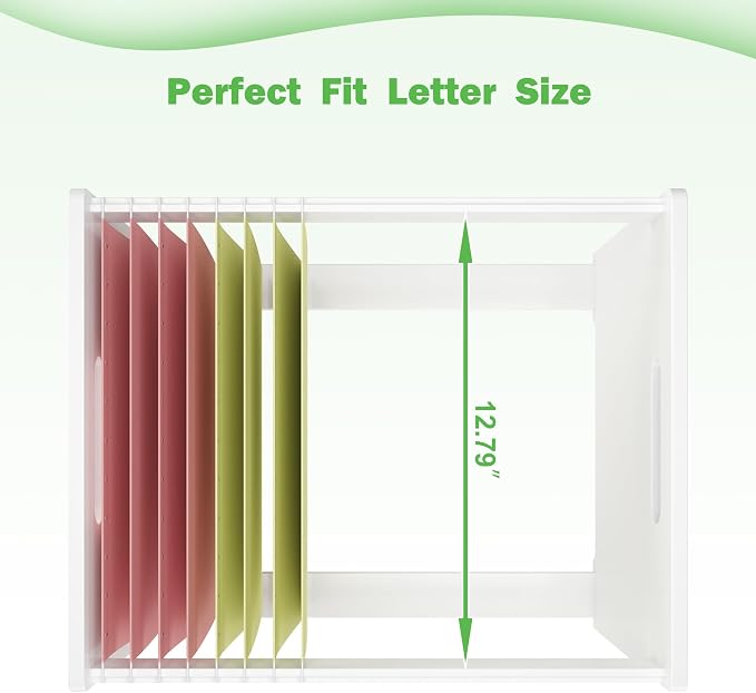 Hanging File Organizer Box for Letter Size, 2 Pack Bamboo File Folder Organizer, Storage Moving Boxes with Handle Wood Desk Filing Box for Office Banker Document