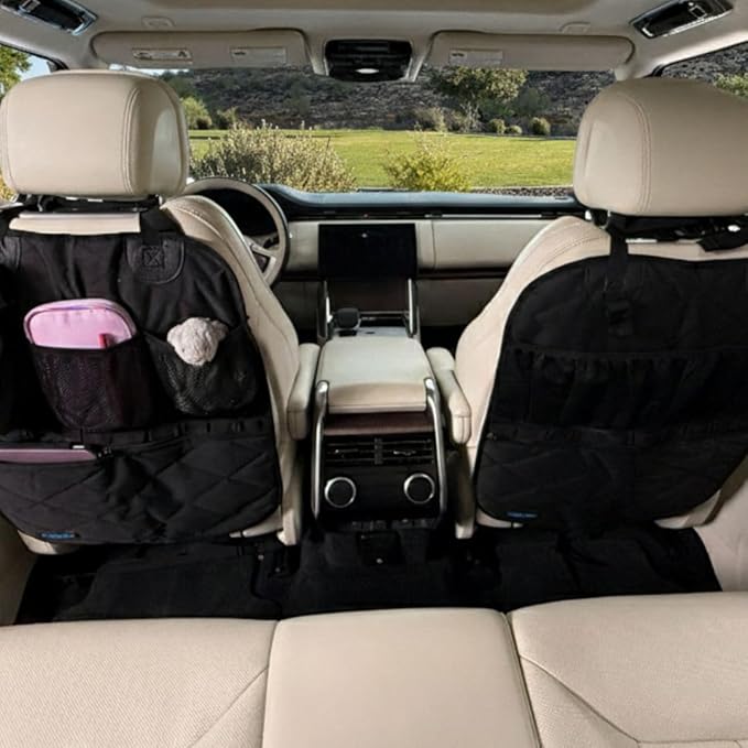 Rydura Car Seat Back Organizer – Waterproof Kick Mat Protector with Multiple Pockets – Backseat Storage for Kids, Pets & Travel – Durable & Easy to Clean – Universal Fit for Cars, Trucks & SUVs