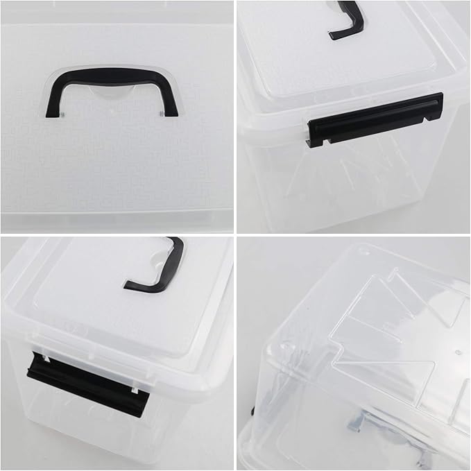 1-Pack Plastic Storage Box, Clear Latch Box with Handle and Lid, 10 L