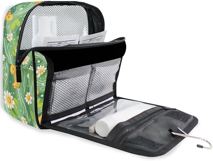 Hanging Travel Toiletry Bag Little Ducks Daisy Flower Kit Makeup Case Cosmetics Organizer for Men Women