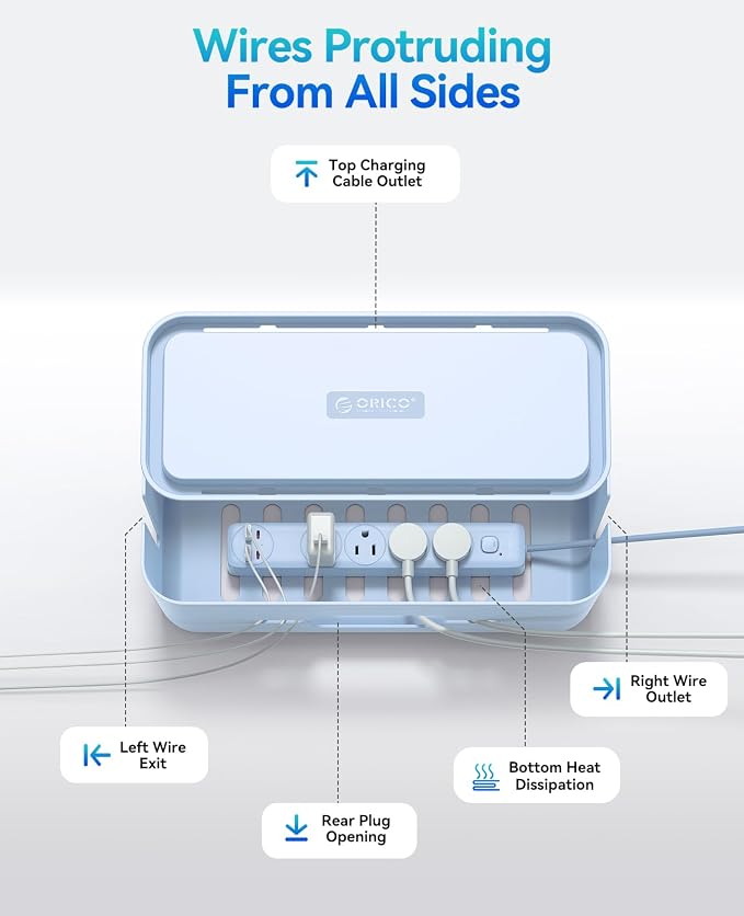 ORICO Cable Management Box, Cord Hider Box to Conceal Power Strips on Desk or Floor, Keeping Cords Tidy and Protected from Damage, Stylish Cable Organizers for Home, Office, School - PB01