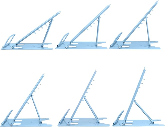 Honagu Metal Desk Book Stand, Adjustable Book Holder, Hands-Free for Reading, Document Holder, Cookbook Stand, Small Bookstands for Music Books, Textbooks, Recipe, Tablet, iPad (Light Blue)