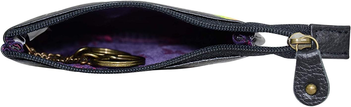 Anuschka Women’s Hand-Painted Genuine Leather Medium Zip Pouch - Coin and Key Pouch - Zippered, 2 Key Fobs