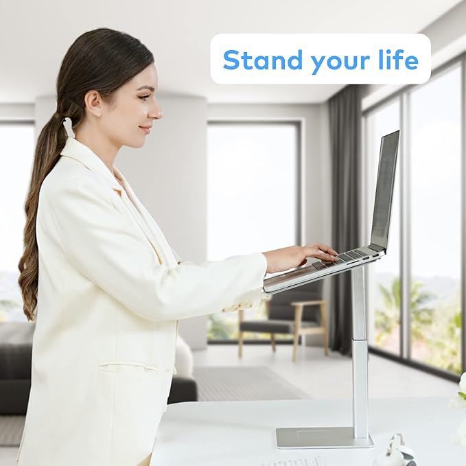 Laptop Stand for Desk, Ergonomic Aluminum Laptop Stand Adjustable Height from 7-15", Sitting and Standing Laptop Riser for 10-17" Notebook