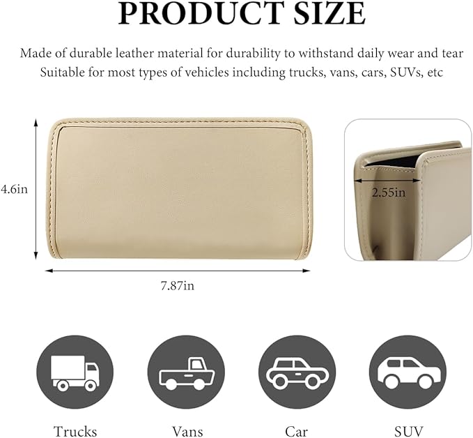 DXNQ Car Trash Can, Leather Foldable Hanging Trash Bag, Multi-Function Mini Storage Box Garbage Can for Car Back Seats and Side Door, Beige