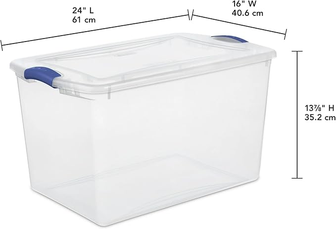 (2pack) 66 Quart Clear Plastic Storage Bins with Latch Lid, Extra Large Stackable Storage Containers for Home Organization, Heavy-Duty Plastic Storage Totes for Clothes, Blankets, Seasonal Items