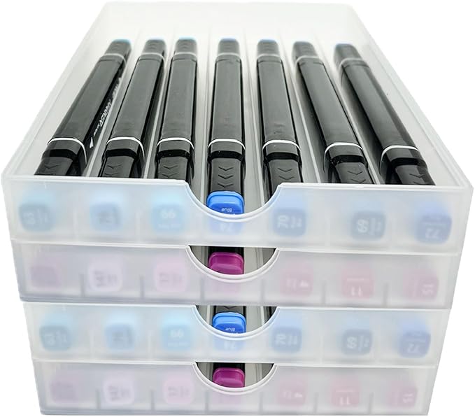 Desk Drawer Organizer, Pen Holder Tray Pen Storage with Fountain Pen, Pencil, Marker, Crayon, Chalk, Nail Art Tools for Office, Craft Room - 4Pack