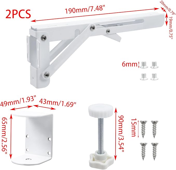 2PCS White Desk Keyboard Tray Support Adjustable Desktop Extension Length 190mm Wrist Support with Screws for Sit Stand Desks