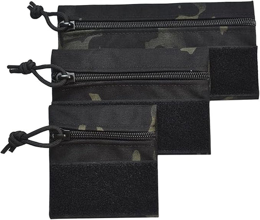 Utility Tactical Zipper Pouch with Hook Plate Small Carrying Kit Tool Pouch as Coin Purse Keychain, Case Wallet