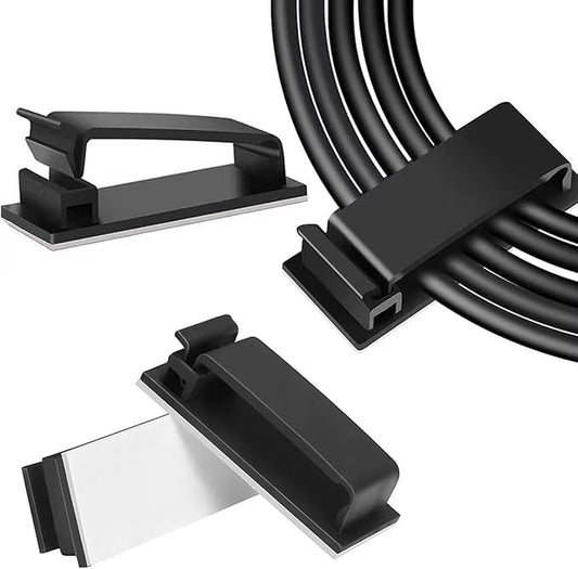 Adhesive Cable Clips Holder, Outdoor Light Clips, Black Cord Wire Clips, Sturdy Nylon Cord Wall Finisher Wire Clamp for Home, Car, Office Desk Wire Management (Black, XL-80 PCS)