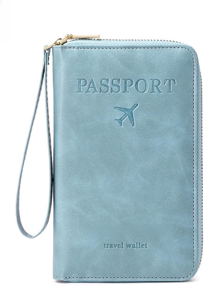 RFID Passport Holder for Travel - Cruise Essentials 2025 with RFID Blocking Sleeves | Anti-Theft Travel Wallet Document Organizer for Women & Men (Sky Blue)