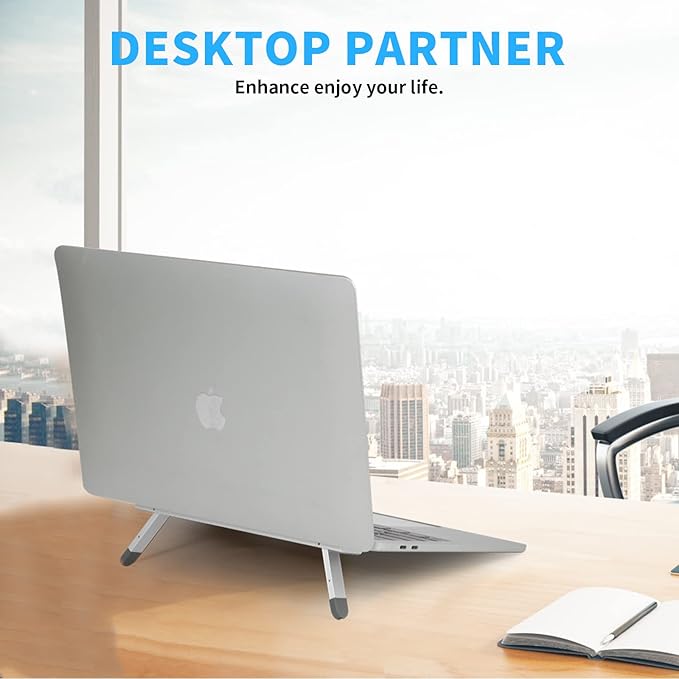 Riser for Desk,Pop up Laptop Stand,Adjustable Height Self-Adhesive Portable Laptop Stand with Feet, Extend Leg,Foldable Computer Stand for 10??17??Models MacBook Air, Keyboard etc.