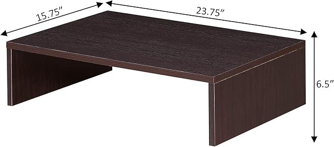 Pemberly Row Small TV/Monitor Riser, 6.25" H x 15.75" W x 23.75" D, Wood Construction, Espresso Finish, Easy Assembly, Compact Size, Ideal for TV Stand or Desk