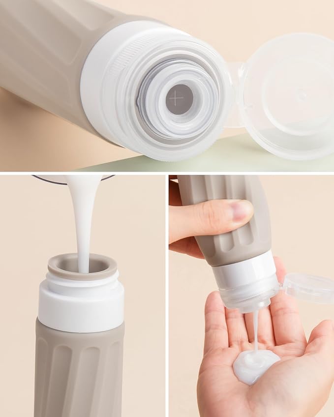 Mrsdry Travel Bottles for Toiletries 8 Pack, Travel Size Toiletries, Tsa Approved Travel Size Containers 3oz, with Travel Essentials Clear Bag, Leak Proof Silicone Squeezable Creams Jars