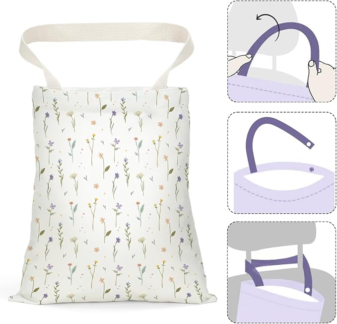 Car Trash Bag Car Garbage Bag Hanging Floral Cars Trash Can Spring Decor Waterproof Cars Back Seat Organizer for Vehicle Travelling Swimming Camping