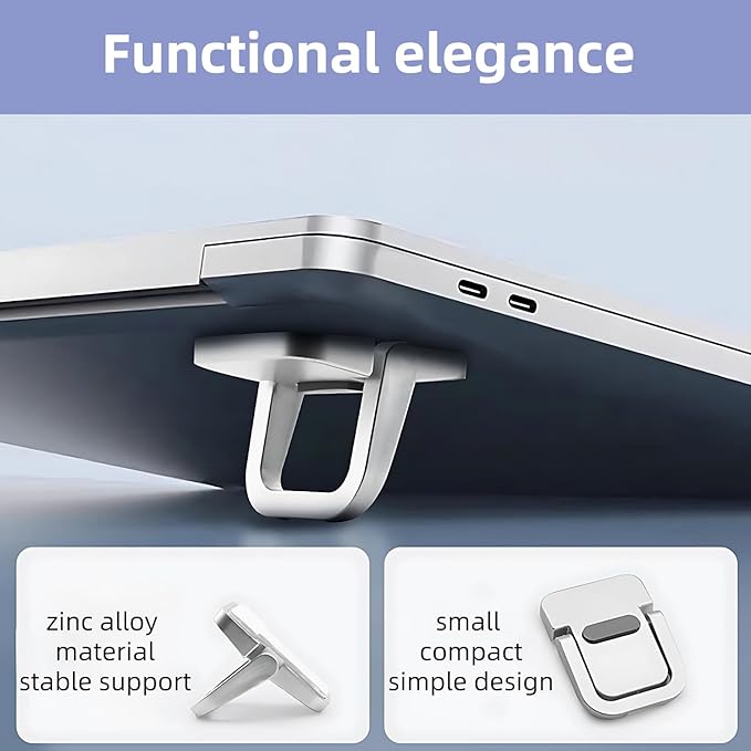 Portable Laptop Stand Zinc Alloy Anti-Slip Keyboard Riser Suitable for 10-17 Inches Laptops, Silver