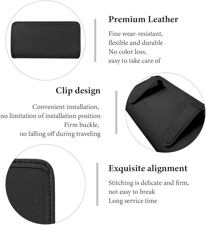 DXNQ Car Trash Can, Leather Foldable Hanging Trash Bag, Multi-Function Mini Storage Box Garbage Can for Car Back Seats and Side Door, Black