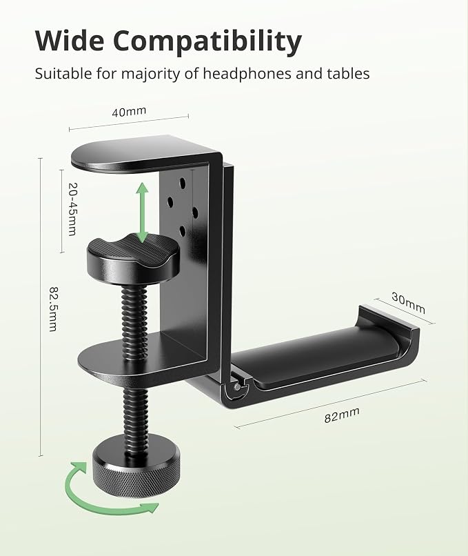 Headphone Stand Hanger Holder 2 Pack, Space-Saving Aluminum Soundbar Stand with Universal Fit for Gaming PC Accessories
