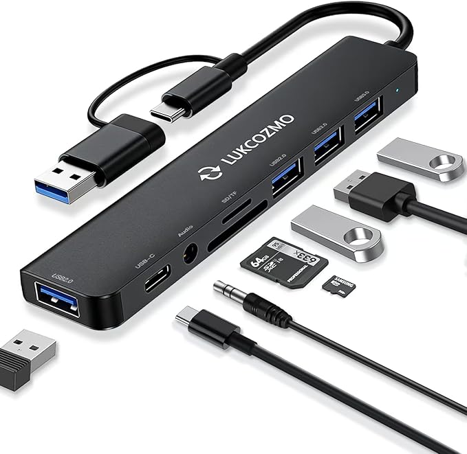 USB C Docking Station with Ethernet, 8 in 1 Docking Station to HDMI Adapter Displayport SD TF Card Reader, USB, 100W PD for USB C Thunderbolt 3 Laptops (Black)