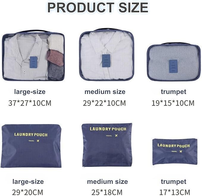 6 Set Packing Cubes with Laundry Pouch - Travel Luggage Organizer Bags for Luggage, Carry-On Suitcase Clothes Compression (Green)