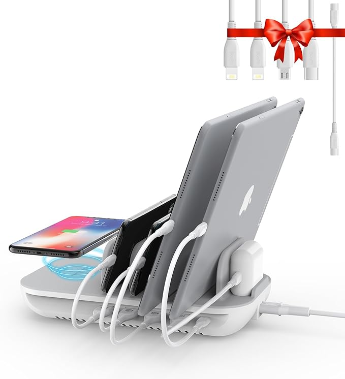 SooPii 70W Charging Station for Multiple Devices,5 Port Charging Dock with 15W Wireless Charger, 25W USB C PD/PPS Fast Charging for Galaxy,lPad,lPhone 15/14/13/Xs/Max