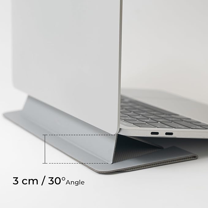 SenseAGE Laptop Stand for Desk, Office, Ergonomic Notebook Stand, Foldable & Portable Travel FlatStand, Lightweight, Anti-Slip, Compatible with MacBook Air, Pro, and Up to 15.4" Laptops (Café Creme)