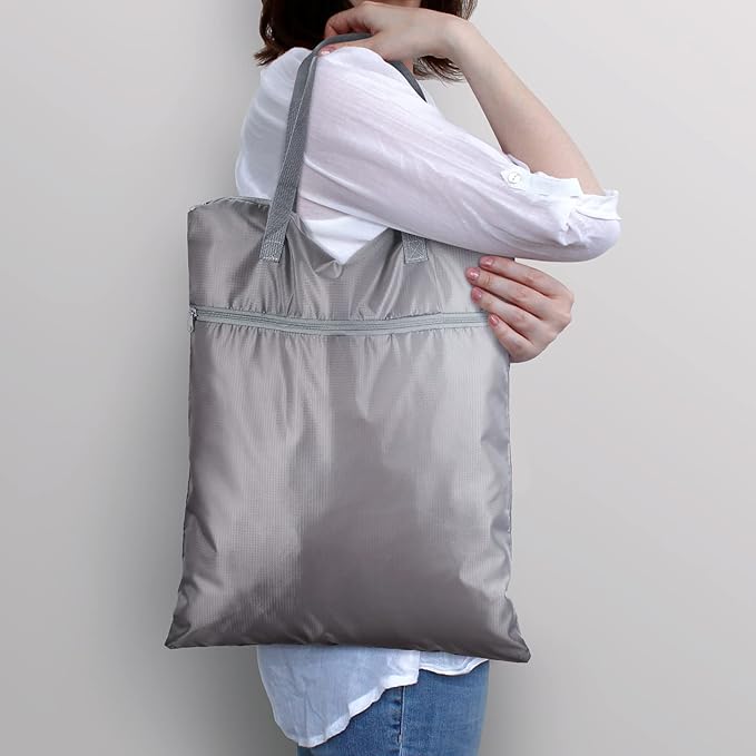 Oudain 2 Pcs Travel Laundry Bags Waterproof with Handle Dirty Clothes Bag for Traveling Hanging Laundry Hamper with Two Zippered Pockets Washable Reusable for Sports Home Travel College