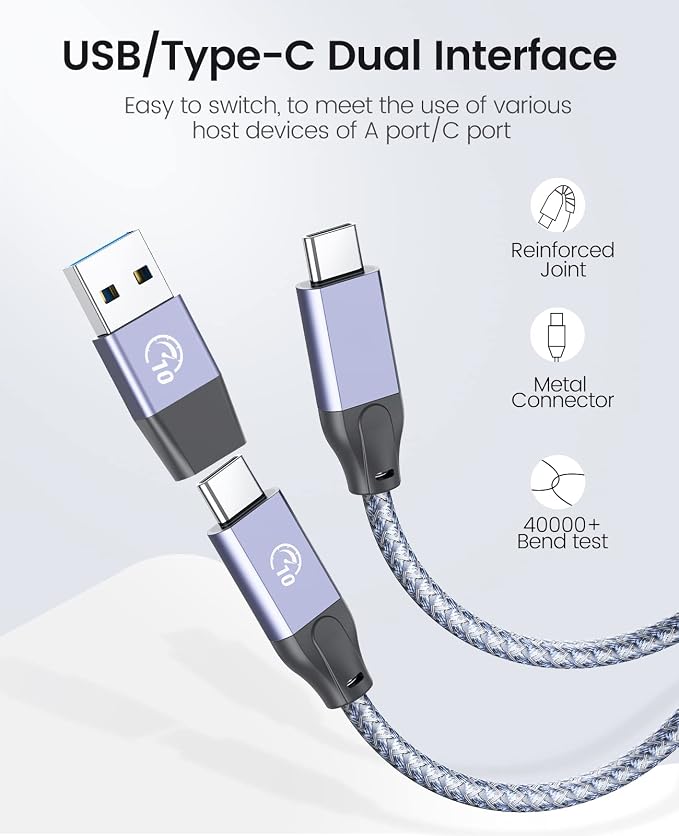 ORICO 7-Port USB 3.2 Gen2 Hub, Desktop USB 3.2 Hub with 7 USB-A Ports, 5V 3A Power Supply Port, 10Gbps Aluminium USB-Splitter with 1.64Ft USB-C to USB-A/C Cable for iMac, MacBooks, Mac mini
