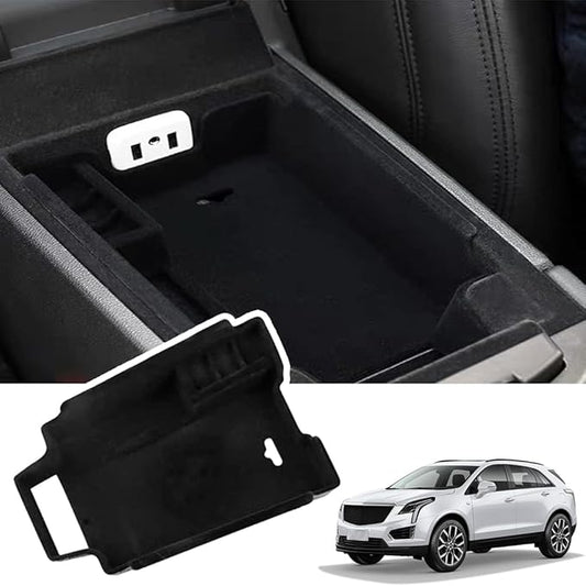 for XT5 Armrest Storage Tray Compatible with Cadillac XT5 Accessories 2019 2018 2017 2016 Flocking Interior Armrest Insert Tray xt5 Center Console Organizer
