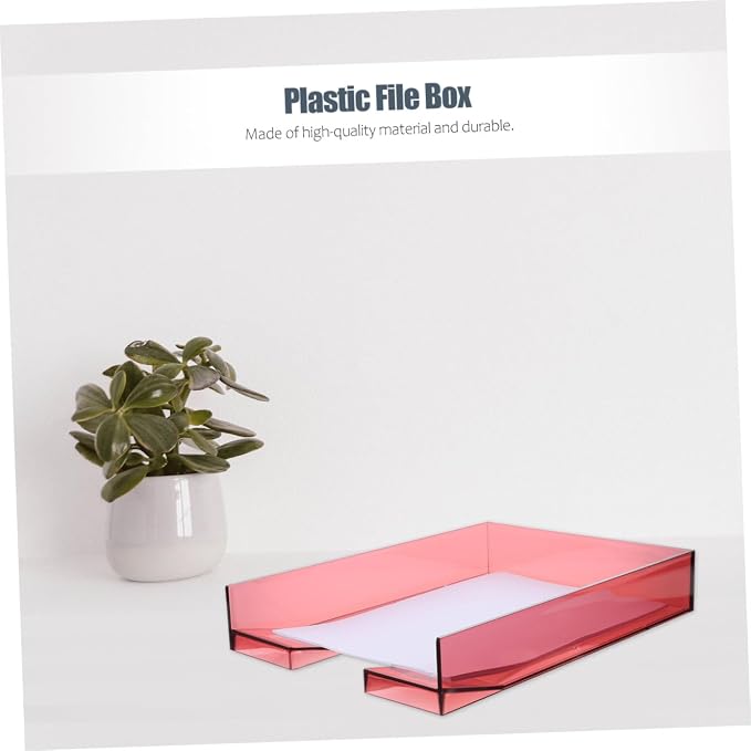Stackable Plastic A4 File Box Document Organizer with Lid, Desktop Organizing Storage Container for Office and School Supplies