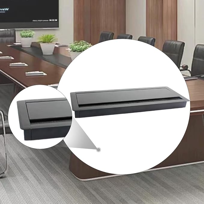 Desk Cable Management Box Power Strip Holder Aluminum Alloy Efficient Space Saving Wire Hide Desk Cord Organizer, for Kitchen, Black