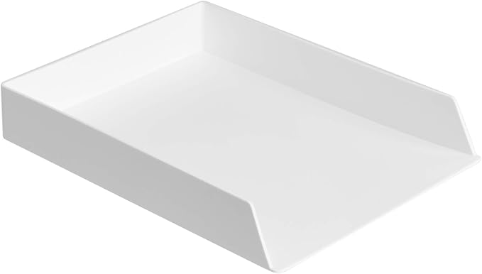 Amazon Basics Rectangular Plastic Desk Organizer, Letter Size Tray for Documents, 13 x 9.7 x 2.2 inches, White, 2-Pack