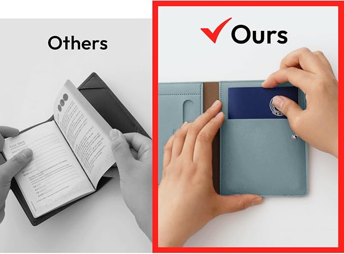 carrotez Family Travel Document Organizer – Premium RFID Blocking Leather Passport Holder & Wallet for 2 Passports, Cards, Boarding Passes & Travel Essentials – Fog Blue