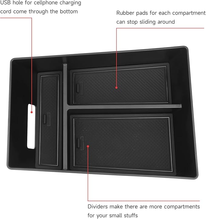 Center Console Organizer Tray Compatible with BMW 2019-2025 2026 X5 G05 / X7 G07 & 2020-2025 2026 X6 G06 Accessories Armrest Storage Box ABS Console Insert Tray Container