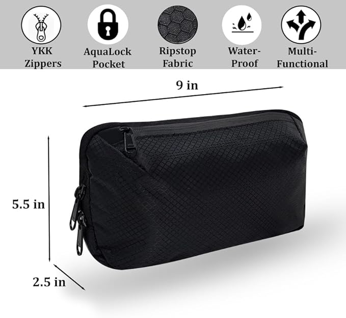 Cable Organizer – Sleek & Weatherproof Back Tech Pouch for Cords, Chargers, and Electronic accessories.