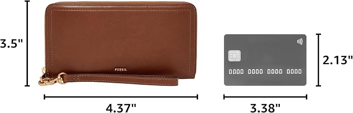 Fossil Women's Logan Leather RFID-Blocking Zip Around Clutch Wallet with Wristlet Strap for Women