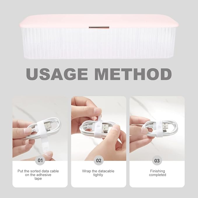 Cord Storage Box Charging Cable Organizer 11.22X3.93X2.55In Waterproof Cable Management Box with Multi-Grid Design for Home and Office Electronics