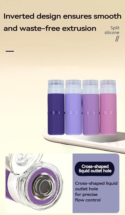 18 packs of toiletries travel bottles, TSA Approval silicone travel containers, leak proof refillable shampoo and conditioner are essential for travel, fitness, business trips, office use(purple)