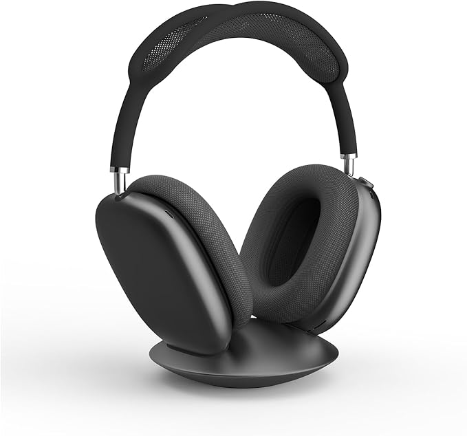 All-Aluminum Headphone Stand for AirPods Max, Full CNC-Machined Metal Base with Soft Silicone Contact Pad, Futuristic Ring Design, Stable Desktop Display Dock (Gray)