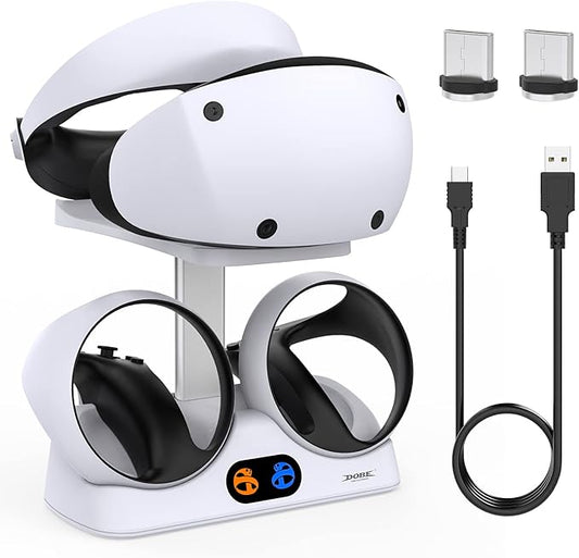 FASTSNAIL Charging Stand for PlayStation VR2, Vertical PS VR2 Headset & Sense Controller Charge Dock Station with USB-C Cable for PS5 VR2 Games Accessories