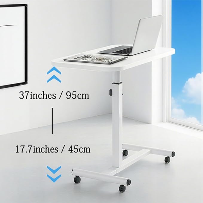 Height and Angle Adjustable Overbed Tables Laptop Stand with Wheels for Couch Hospital Over Bed Table Side Tray Tables Laptop Bed Sofa Side Table
