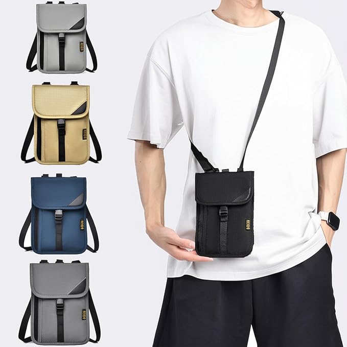 Passport Holder for Travel Pouch Neck Wallet for Traveling Women Men with RFID Blocking Waterproof and Slim Neck Pouch Adjustable Neck Strap (Z-Blue)