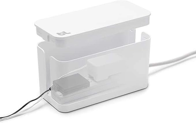 Bluelounge CableBox Cable and Cord Management System - Set of 1 Large and 1 Mini Box - White