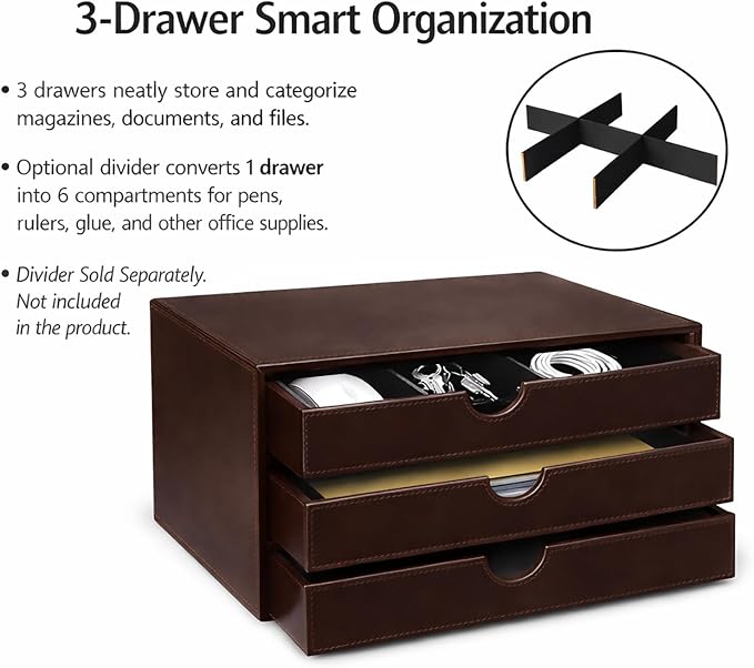 UnionBasic Document Organizer, 3-Drawer File Cabinet Document Storage Box, Office Desktop Filing Organizer, Port Royale